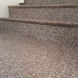 Decorative flakes on stairs